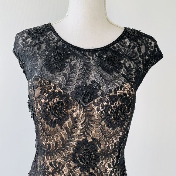 Sue Wong Nocturne Dress Beaded Lace Overlay Scoop Neck Cocktail Formal Size 8 - Picture 5 of 13